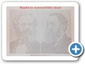 Plakat mit dem Manifest der kommunistischen Partei, darin die Kpfe von Karl Marx und Friedrich Engels